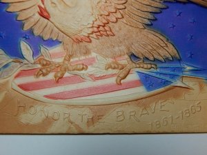 Vintage Patriotic HONOR THE BRAVE Embossed Eagle Postcard Civil War Remembrance