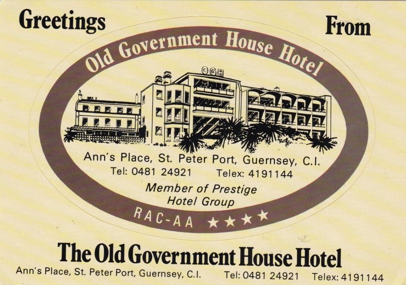 England Guernsey Old Government House Hotel Vintage Luggage Label sk3480