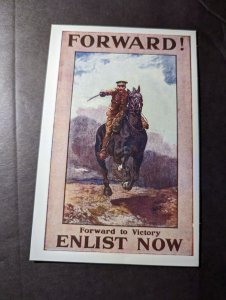 Mint France Recruitment Postcard Forward to Victory Enlist Now Horse Soldier