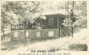 Postcard RPPC Missouri Cuba Fox Springs Lodge occupation roadside 23-11378