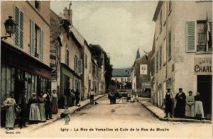 CPA IGNY La Rue de Versailles Coin de la Rue du Moulin (860705)