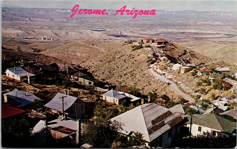 Jerome AZ Ghost City Birdseye Mingus Mountain Unused Vintage Postcard G22