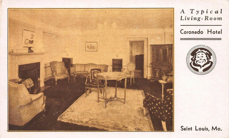 A Typical Living Room, Coronado Hotel, St. Louis, Missouri, Unused