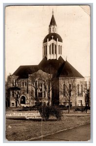 c1911 Postcard KS First Baptist Church Topeka Kans. Kansas RPPC Horse Buggy 