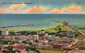Vintage Postcard Aerial View Of Gulf Port Mississippi The Sadler News Co. Pub.