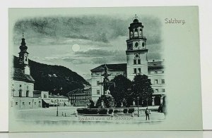 Salzburg Residenzbrunnen und Glockspiel c1900 Stengl Postcard A4