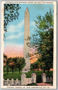 Hopkinsville Kentucky 1940s Postcard Civil War Jefferson Davis Monument