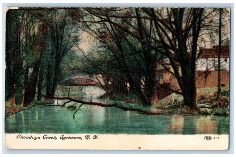 1908 Scenic View Of Onondoga Creek Bridge Syracuse New York NY Antique Postcard 