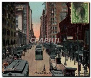 Postcard Old Chicago Dearborn St North Van Buren From Tramway