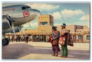 c1940 Where East Meets West Municipal Airport Albuquerque New Mexico NM Postcard