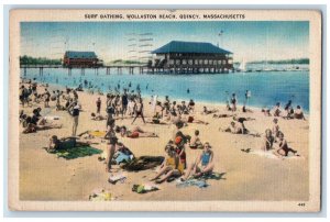 1946 Surf Bathing Wollaston Beach Quincy Massachusetts MA Vintage Postcard