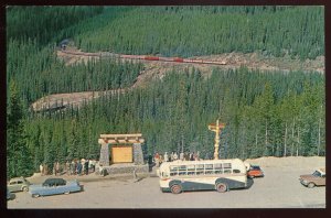 h1167 - FIELD BC Postcard 1960s Yoho Park Spiral Tunnels. Railway Train Old Cars