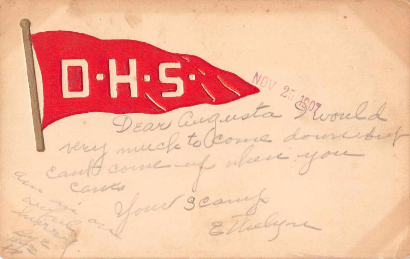 Washingtion DHS School Pennant Antique Postcard (J34474) 