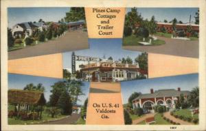 Valdosta GA Pines Camp Cottage Linen Postcard