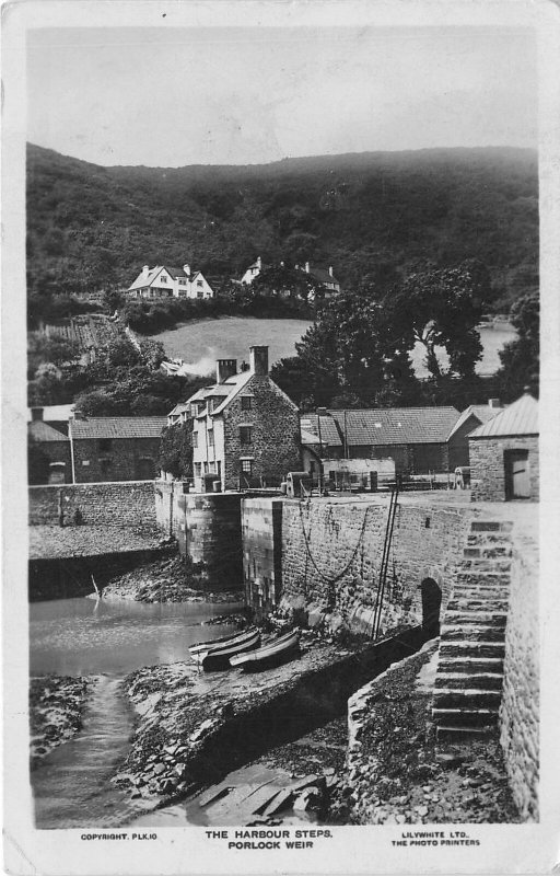 br108036 harbour steps porlock weir uk real photo