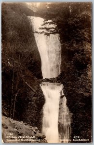 Columbia River Highway Oregon 1940s RPPC Real Photo Postcard Bridal Veil Falls