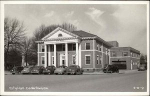 Cedartown GA City Hall Cars c1940s Real Photo Postcard