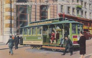 California San Francisco Cable Car On Turntable At Powell and Market Streets