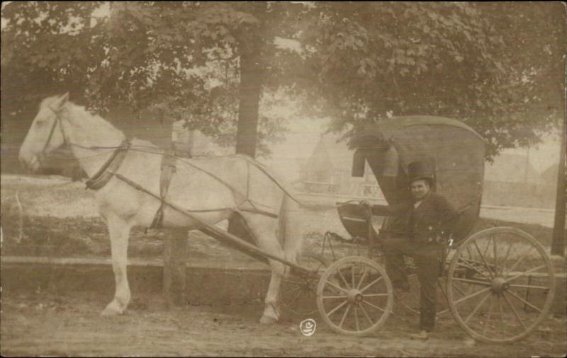 Oldest One Horse Carriage in America JW Baldwin Petersham MA c1910 RPPC