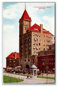 Illinois Central Railroad Depot Building Chicago Illinois IL UNP DB Postcard P22