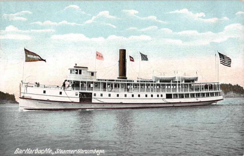 Bar Harbor Maine Steamer Ship Norumbega Antique Postcard K92933