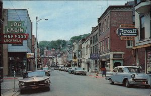 Galena Illinois IL Rexall Classic 1960s Cars Street Scene Vintage Postcard