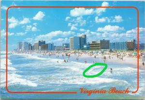 postcard VA - Virginia Beach - beach scene, shoreline view