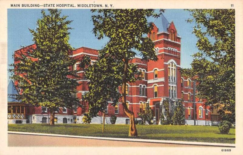 Middletown New York State Hospital Main Bldg Vintage Postcard JA4741568