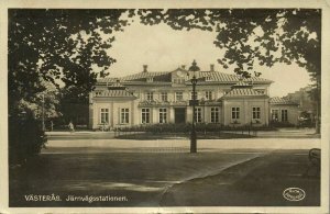 sweden, VÄSTERÅS, Järnvägsstationen, Railway Station (1933) RPPC Postcard