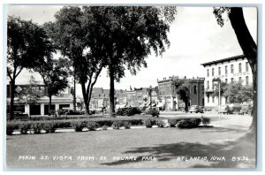 c1940's Main St. Vista From Central Square Park Atlantic IA RPPC Photo Postcard