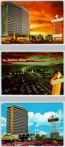 3 Postcards LAS VEGAS, Nevada NV ~ Night Neon DUNES HOTEL  4x6 c1970s