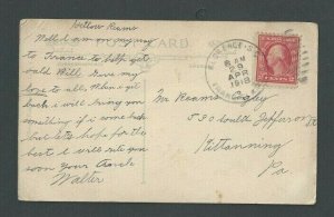 Apr 29 1918 Post Card Mailed W/2c Postage to Pay WWI Tax Rate From 11-21-1917---