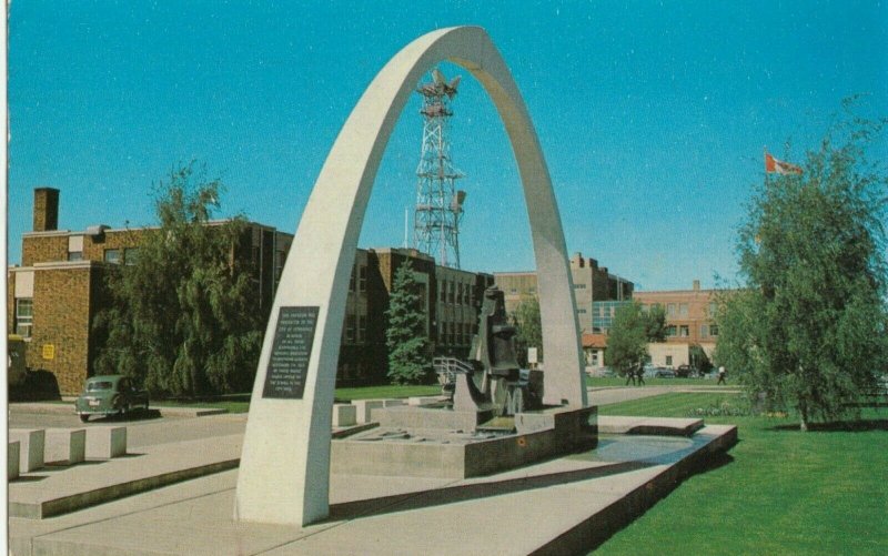 LETHBRIDGE, Alberta, Canada, 1970; City Hall with irrigation Monument