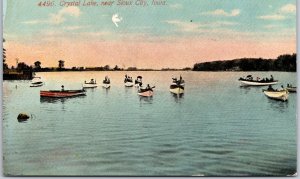 1911 Crystal Lake Near Sioux City Iowa IA Boating Adventure Posted Postcard