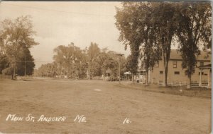 Andover Maine RPPC View on Main Street Store Children Pavilion 1913 Postcard V20