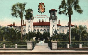 Vintage Postcard Hotel Alcazar Entrance Stairway Palm Tree St. Augustine Florida