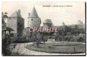 Old Postcard Fougeres Garden in front of the Chateau