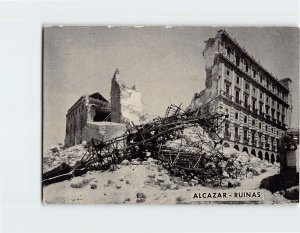 Postcard Ruinas, Alcazar, Toledo, Spain
