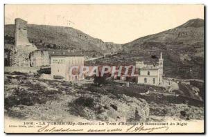 Old Postcard La Turbie Tower & # 39Auguste and restaurant Righi