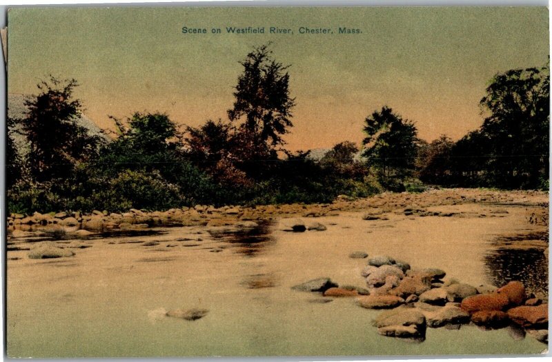 Scene on the Westfield River Chester MA c1910 Vintage Postcard T19