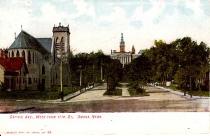 Omaha, Nebraska - The view down Capitol Ave, West from 17th St. - c1906