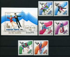 024534 Olympiad LAKE PLACID 80 HUNGARY set+S/S MNH