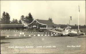 Land O' Lakes WI King's Gateway Airport Airplane 1941 Real Photo Postcard xst