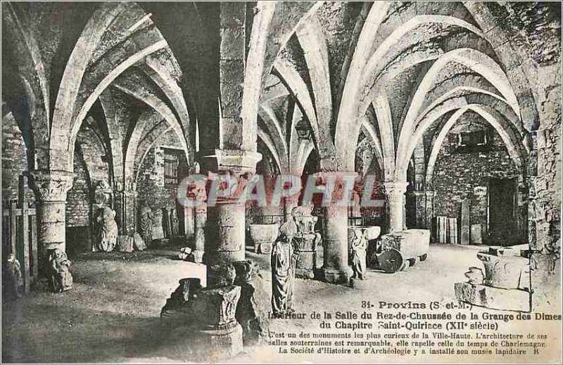 Old Postcard Provins (S & M) of the Interieur Hall Ground Floor of the Grange...