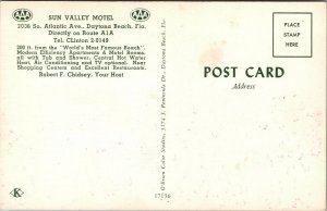 Vtg Daytona Beach Florida FL Sun Valley Motel 1950s Chrome Postcard