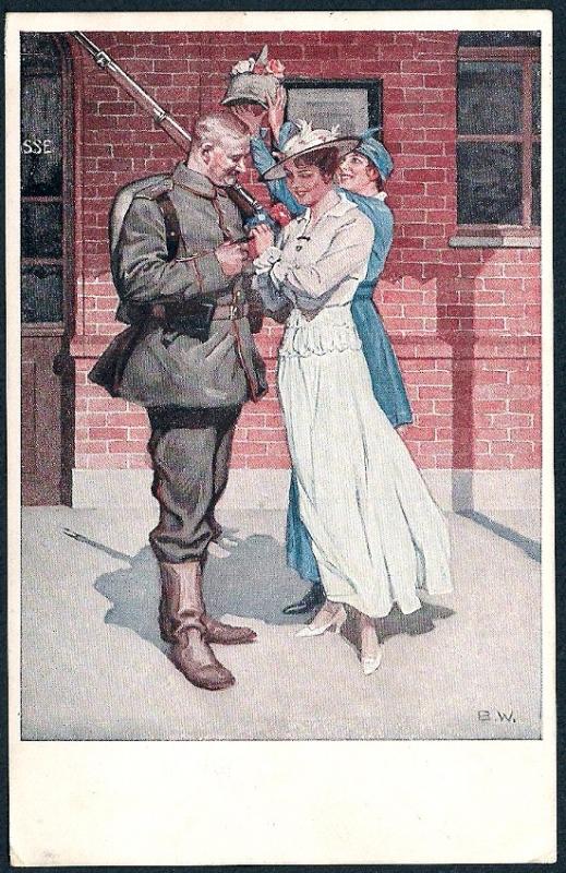 Before Departure German Soldier w/Lady Friend used c1916