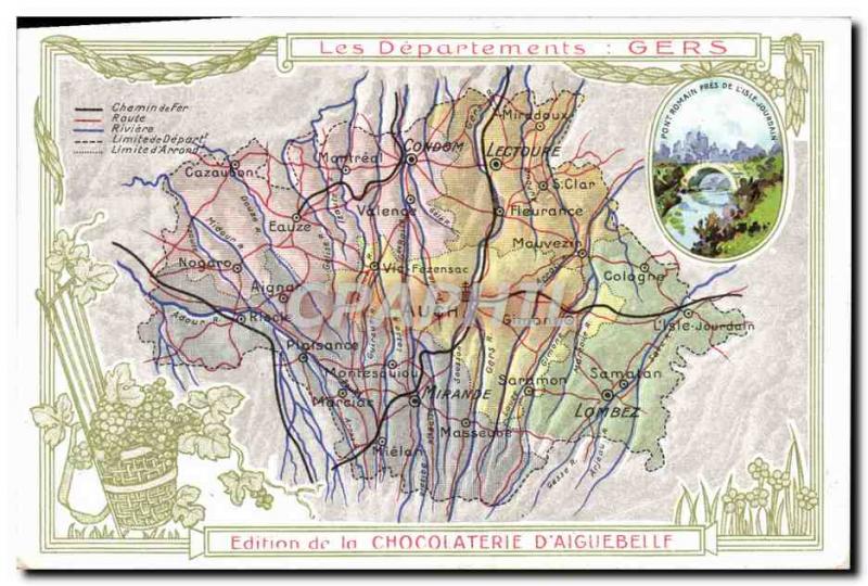 Old Postcard geographical maps of Chocolaterie & # 39Aiguebelle Gers L & # 39...