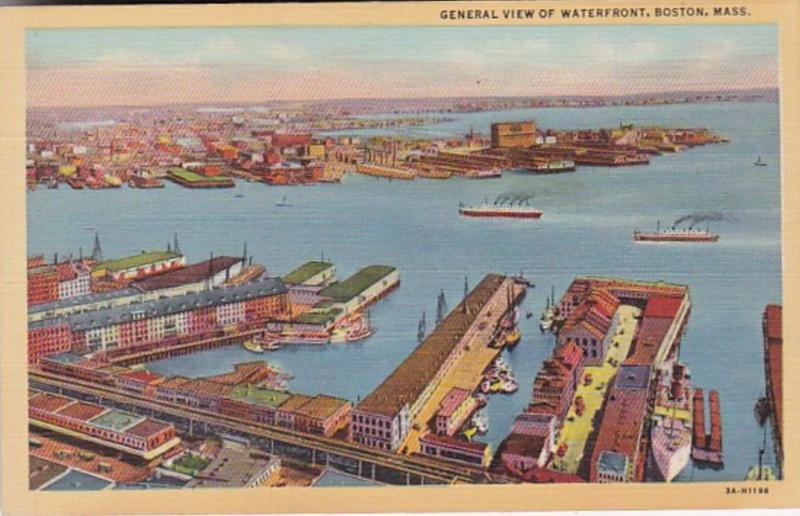 Massachusetts Boston General View Of Waterfront Curteich