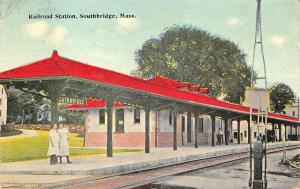 Southbridge MA Railroad Station Train Depot Postcard