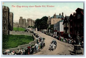 Windsor Berkshire England Postcard The King Driving Down Castle Hill c1910